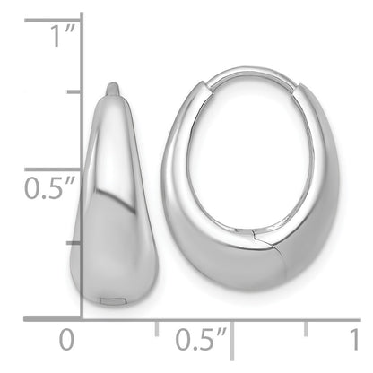 Sterling Silver Rhodium-plated Polished Tapered Oval Hinged Hoop Earrings