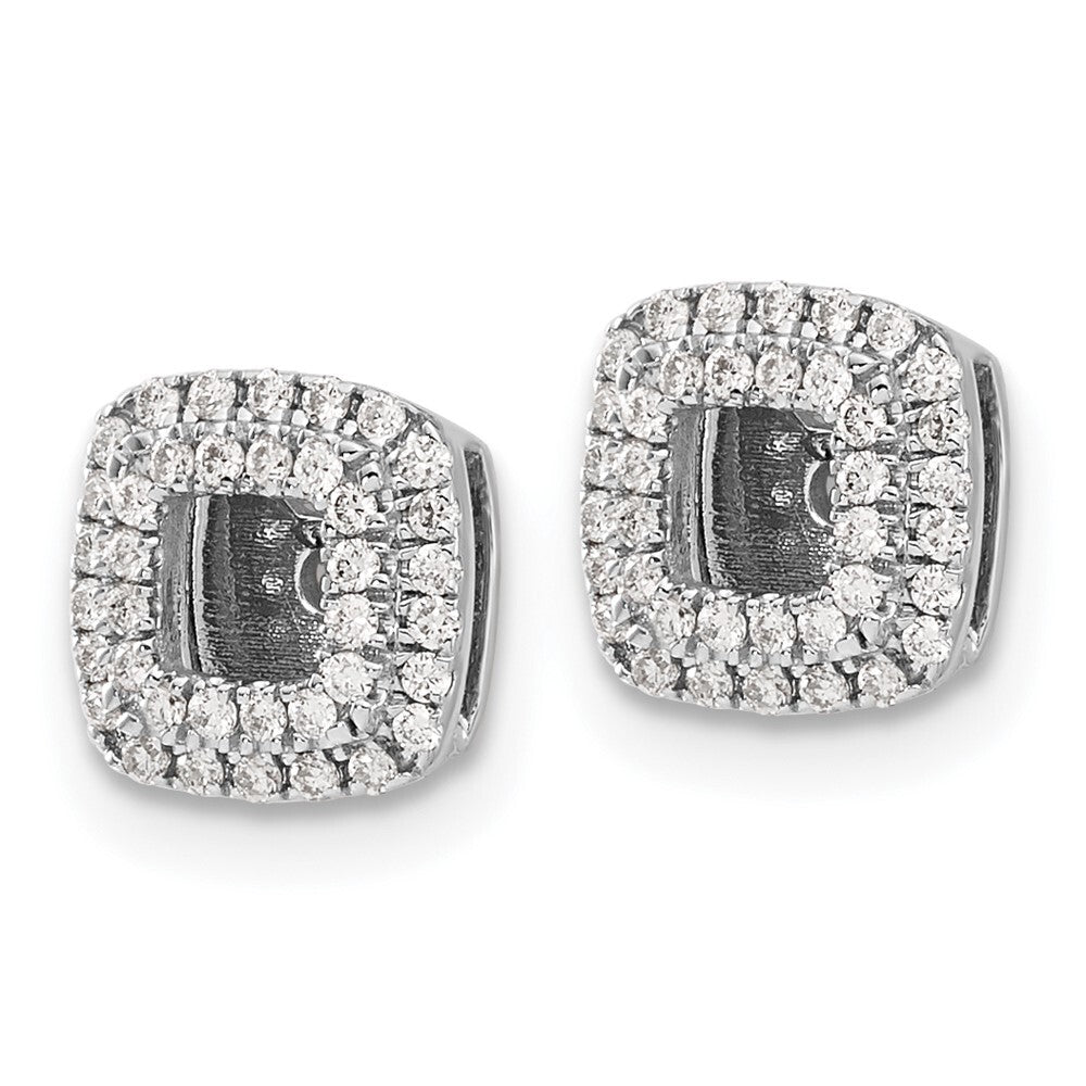 14k White Gold Diamond Square Earring Jackets