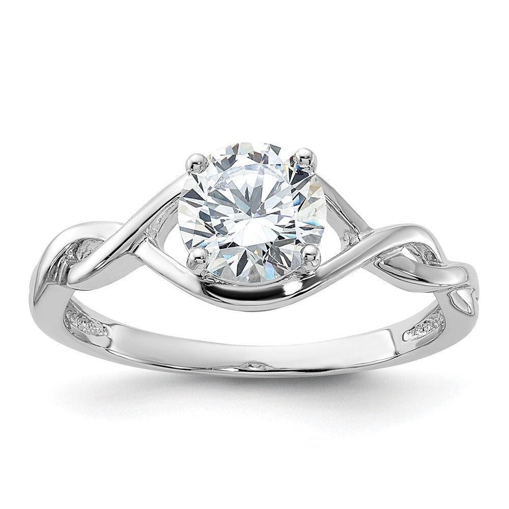 Sterling Silver Rhodium-plated 6.5mm Cubic Zirconia Twisted Ring Size 8