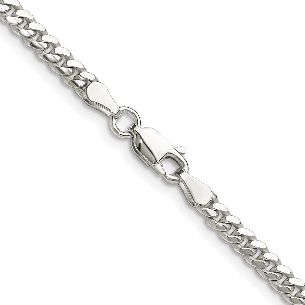 Sterling Silver Rhodium-plated Polished 3.4mm Domed Curb Chain Necklace