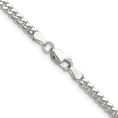 Sterling Silver Rhodium-plated Polished 3.4mm Domed Curb Chain Necklace
