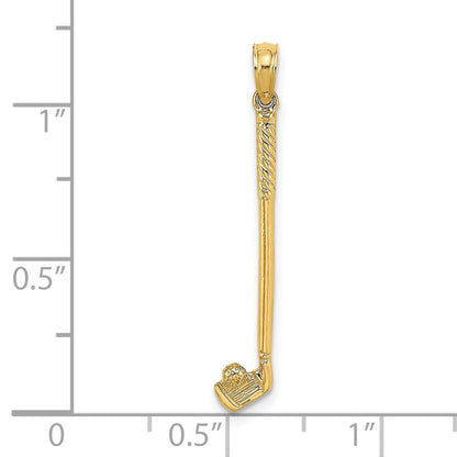 14k Yellow Gold 3-D Single Golf Club with Ball Charm