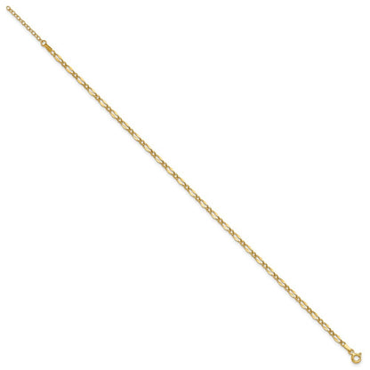 14k Yellow Gold Polished Fancy Link Chain 10" Anklet