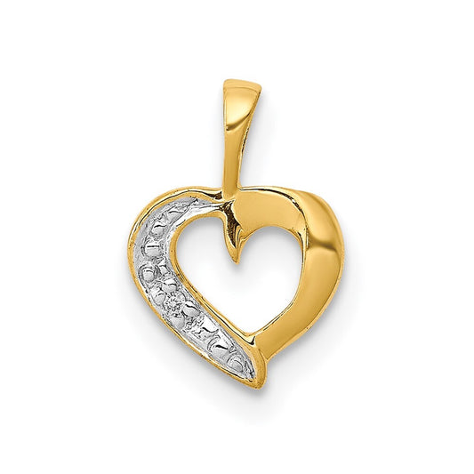 14k Yellow Gold .01ct. Diamond Heart Pendant for Women