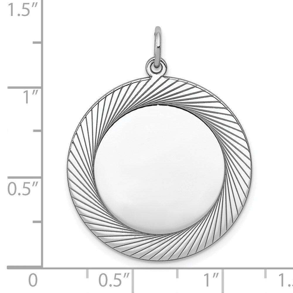 Sterling Silver Engraveable Round Polished Front/Satin Back Disc Charm