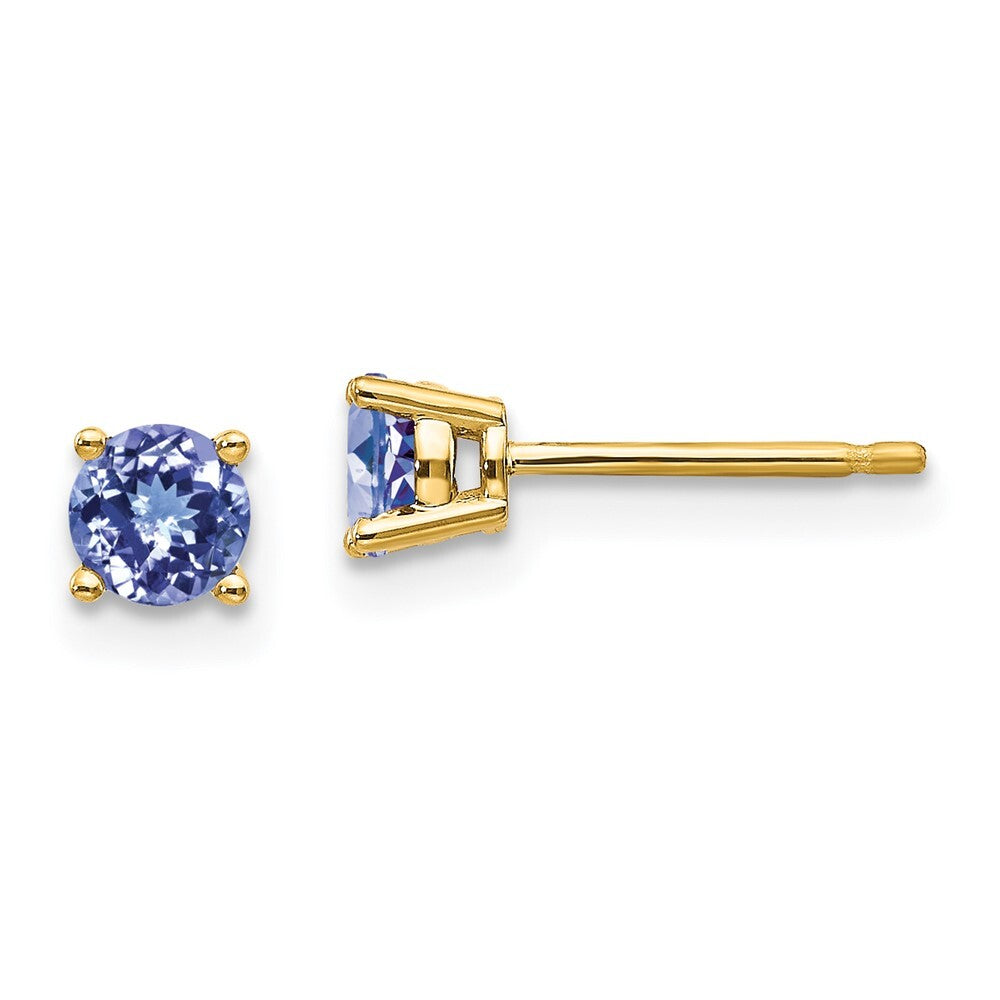 14k Yellow Gold Tanzanite Stud Earrings Gift for Women