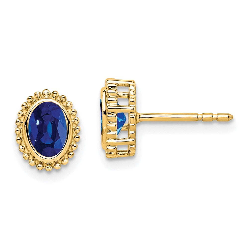 14k Yellow Gold Oval Sapphire Earrings