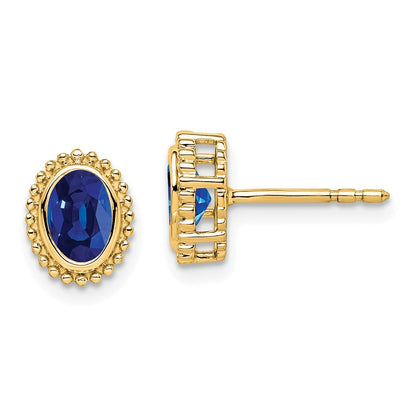 14k Yellow Gold Oval Sapphire Earrings