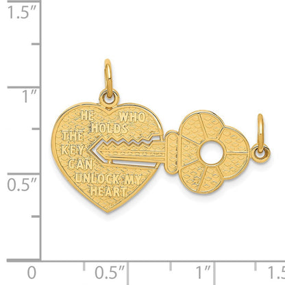 14k Yellow Gold Polished 2 Piece Break Apart HE WHO HOLDS THE KEY Charm Pendants