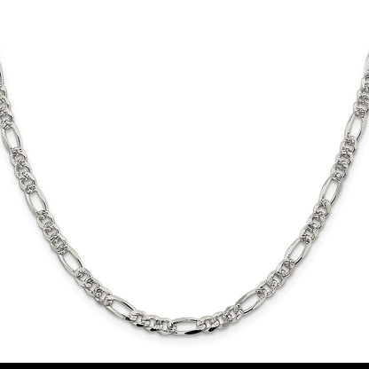 Sterling Silver 4.3mm Flat Figaro Chain Necklace
