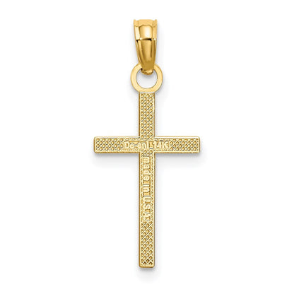 14k Yellow Gold Polished Small Cross Charm Pendant for Women