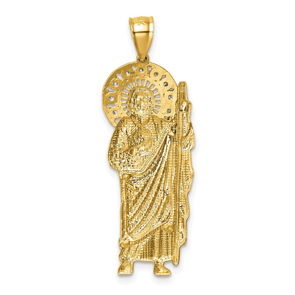 14k Yellow Gold Polished Cubic Zirconia St. Jude Pendant