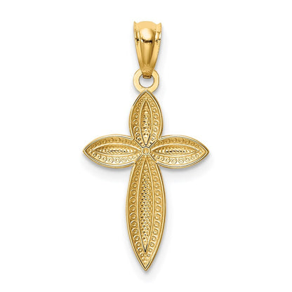 14k Yellow Gold White Rhodium Passion Cross Pendant for Women