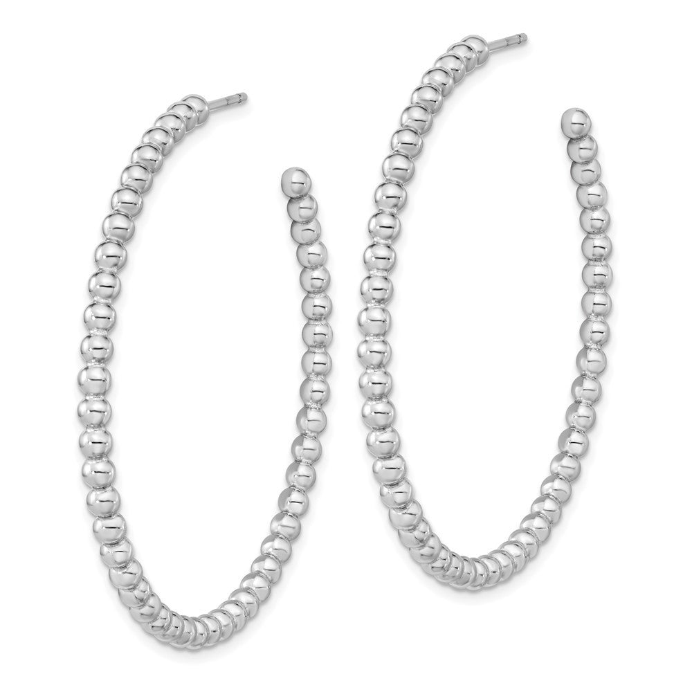 Sterling Silver Rhodium-plated Polished Beaded Hoop Earrings