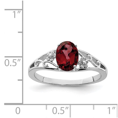 Sterling Silver Rhodium-plated Garnet Ring Size 6