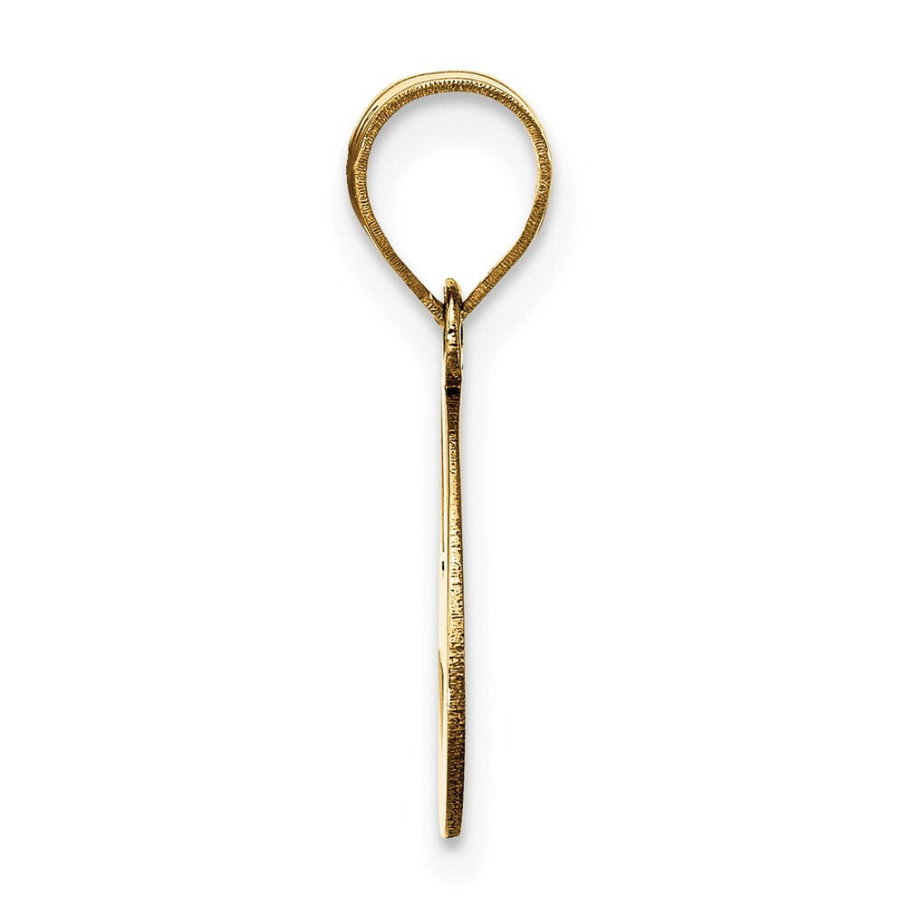 14k Yellow Gold Polished Script Letter E Initial Pendant for Women