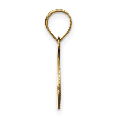 14k Yellow Gold Polished Script Letter E Initial Pendant for Women