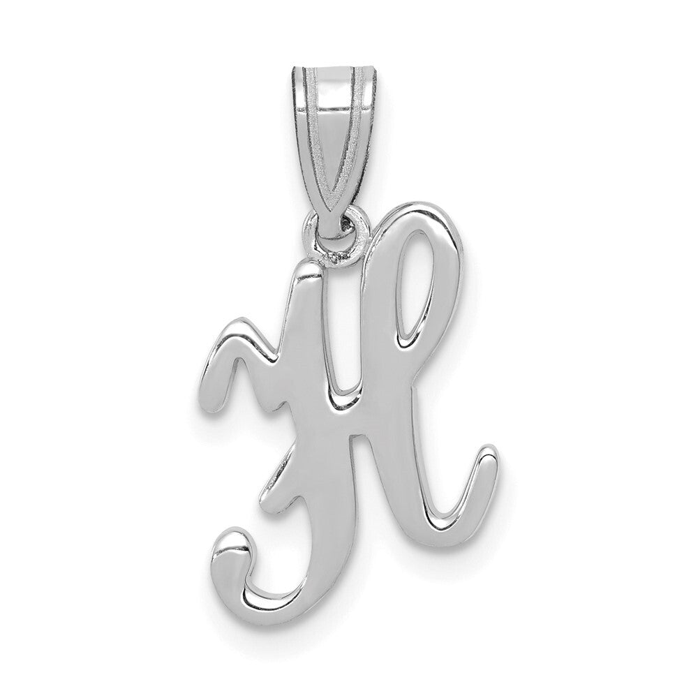14k White Gold Script Letter H Initial Pendant for Women