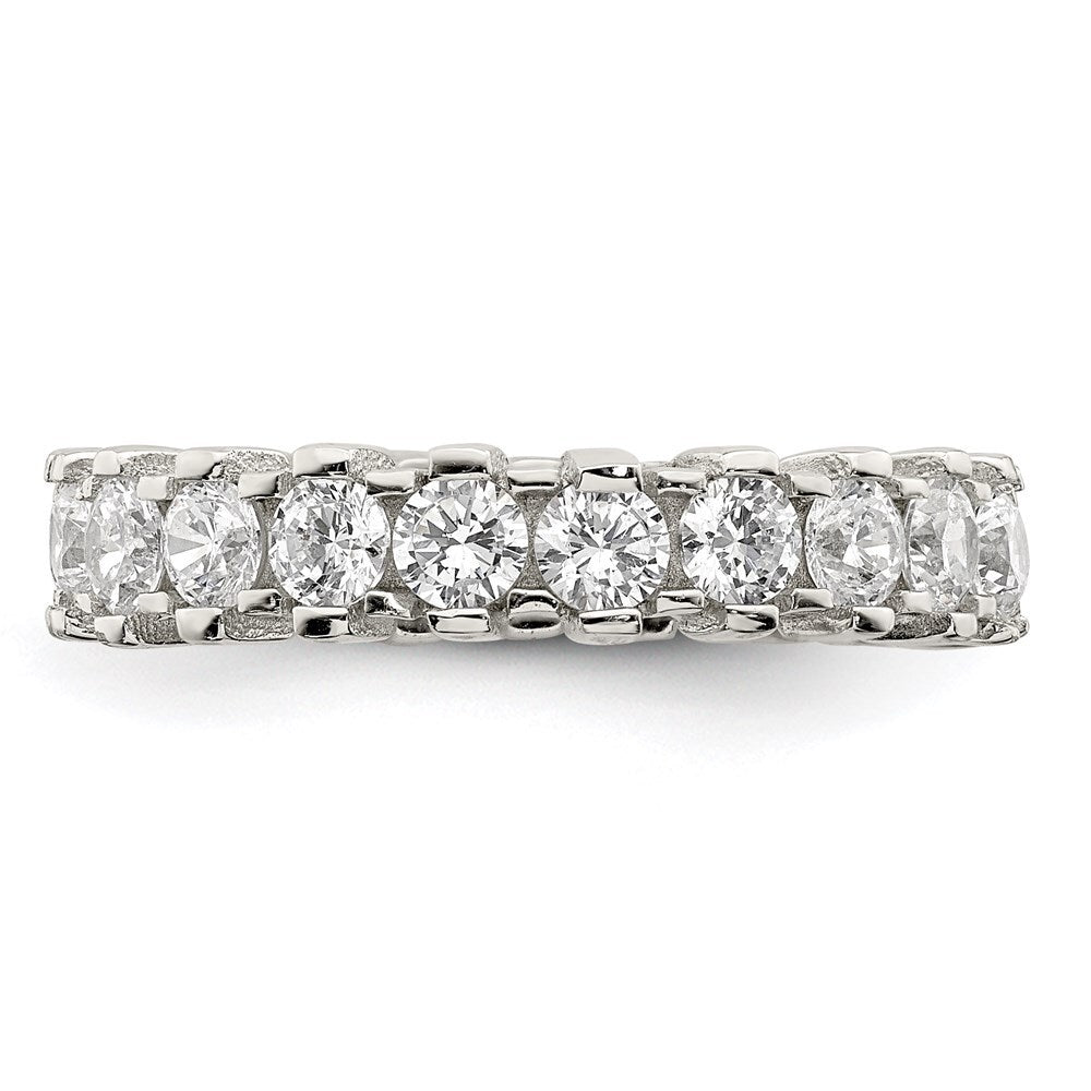 Sterling Silver Rhodium-plated Cubic Zirconia Eternity Band Size 6