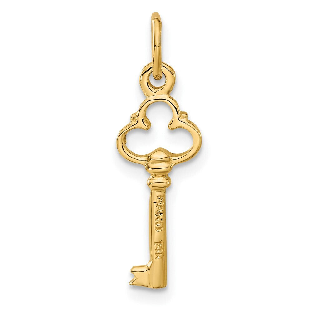 14k Yellow Gold Polished Diamond-cut 3D Key Charm Pendant for Women