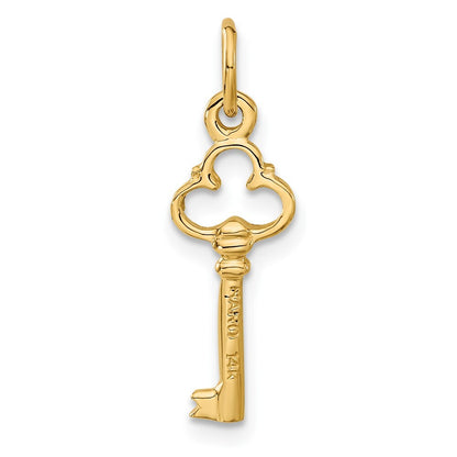 14k Yellow Gold Polished Diamond-cut 3D Key Charm Pendant for Women