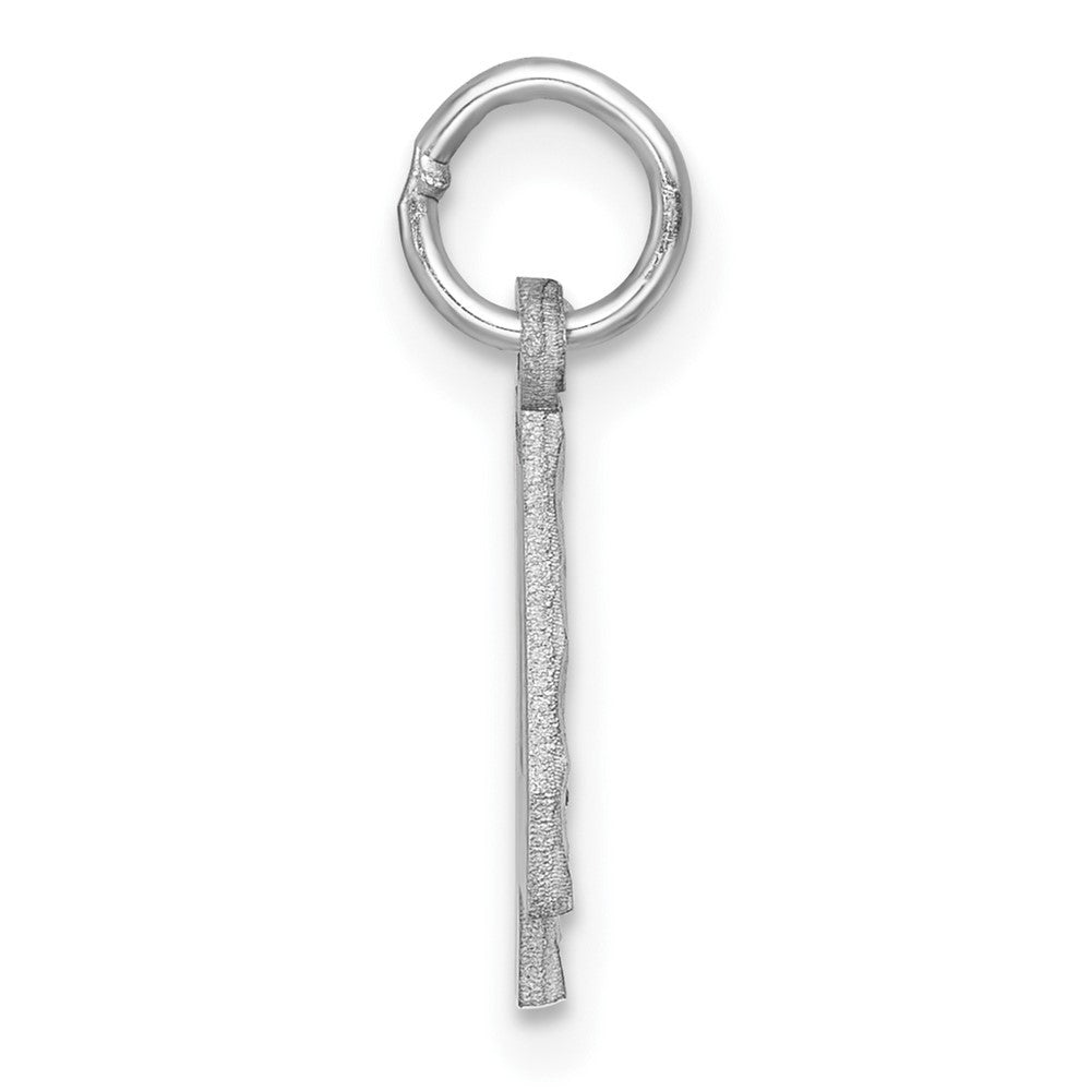 14K White Small Brushed Diamond-cut Number 4 Charm