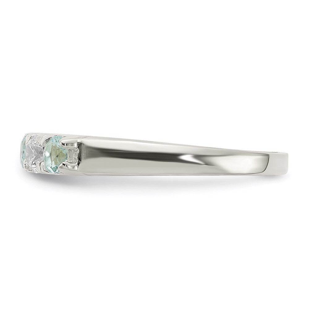 Sterling Silver Light Blue & White Cubic Zirconia Ring Size 7