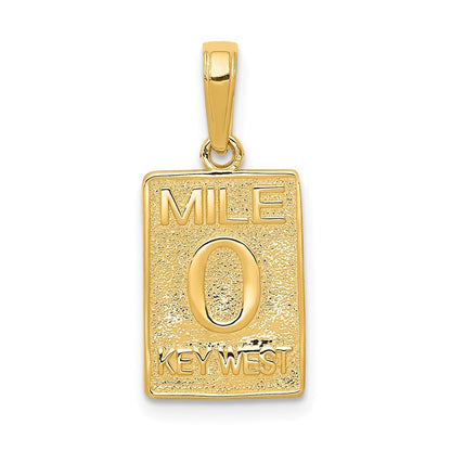 14k Yellow Gold Mile 0 KEY WEST Mile Marker Pendant for Women