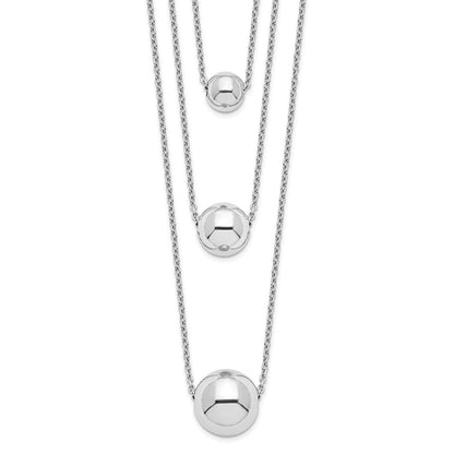Sterling Silver Rhodium-plated 3-Strand w/2in ext. Polished Necklace