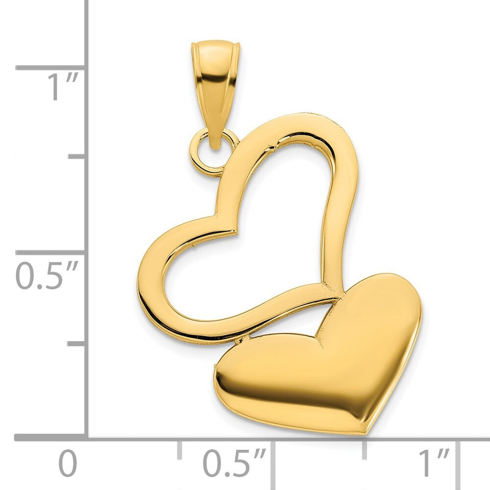 14k Yellow Gold Hearts Pendant for Women