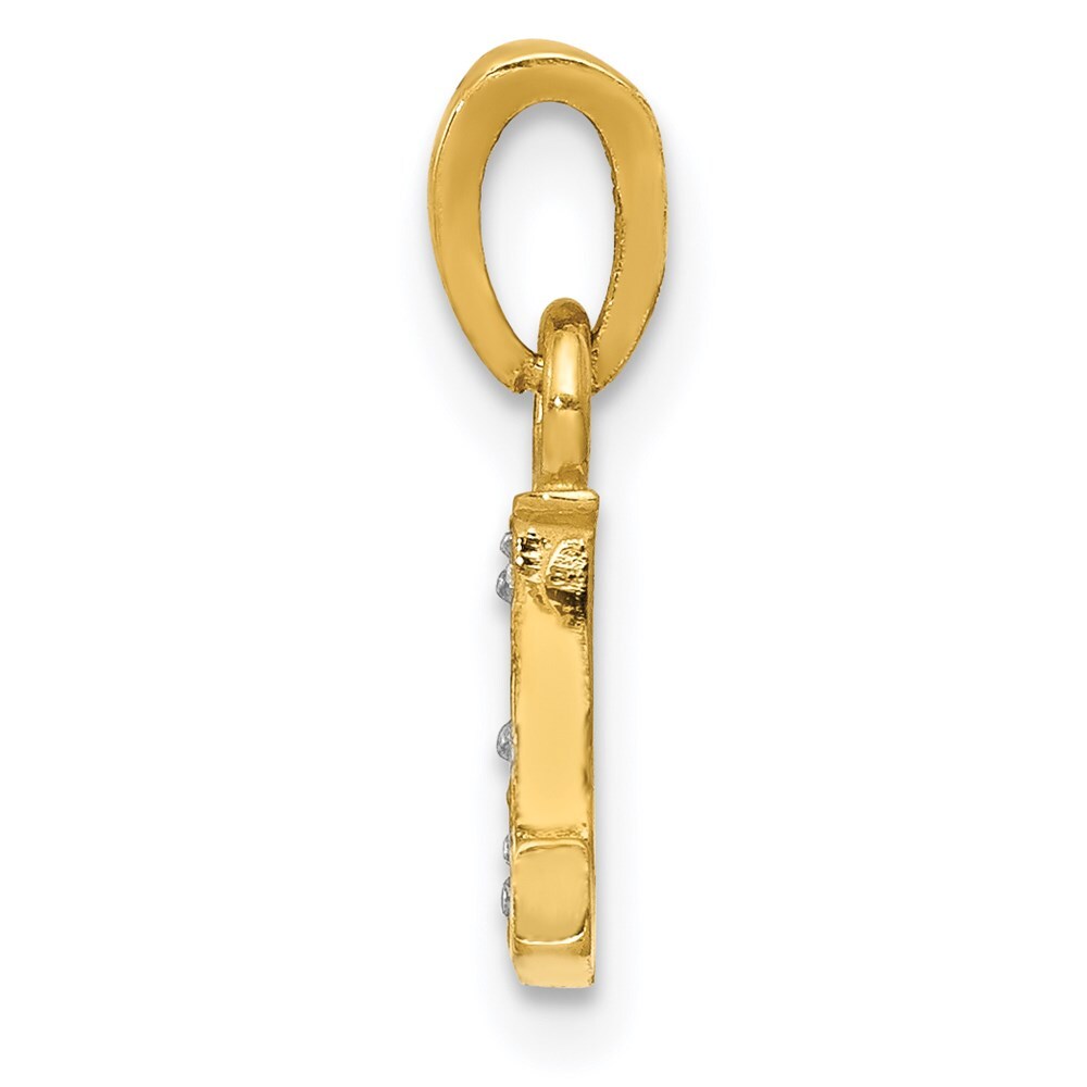 14k Yellow Gold with Rhodium Diamond Letter L Initial Pendant for Women