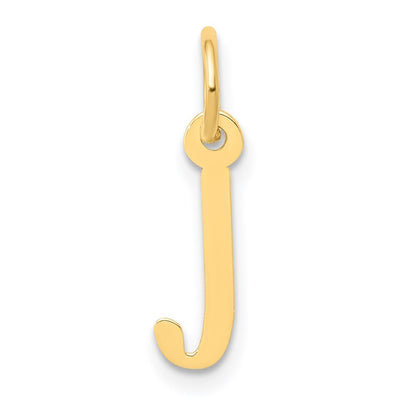 14k Yellow Gold Small Slanted Block Letter J Initial Charm Pendant for Women