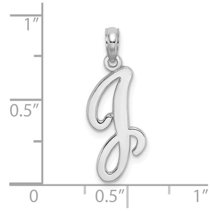 14k White Gold Script Letter J Initial Pendant for Women