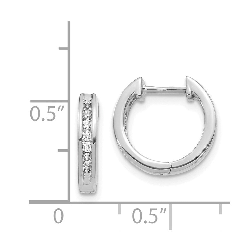 14k White Gold Diamond Hinged Hoop Earrings
