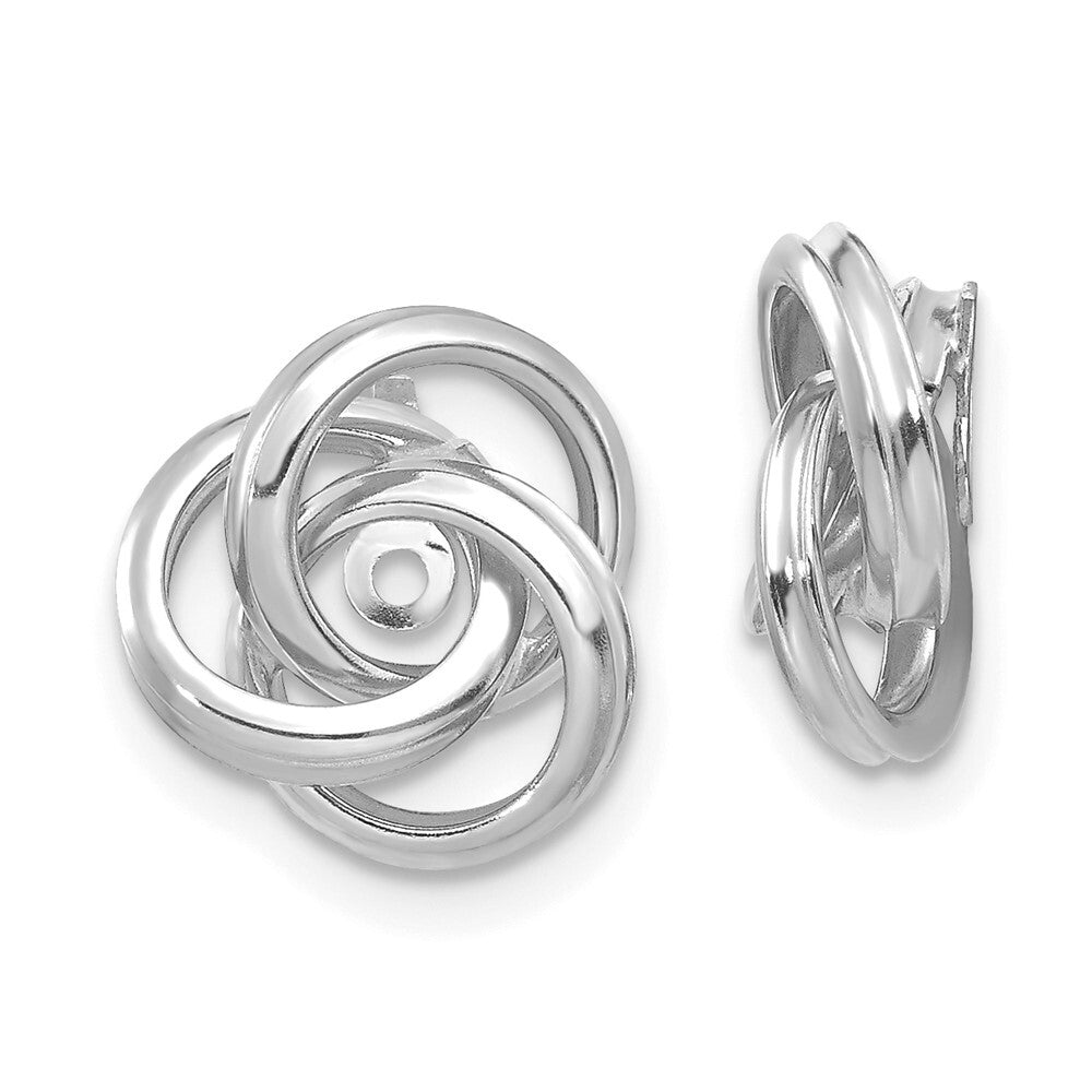 14K White Gold Polished Love Knot Earring Jackets Gift for Women