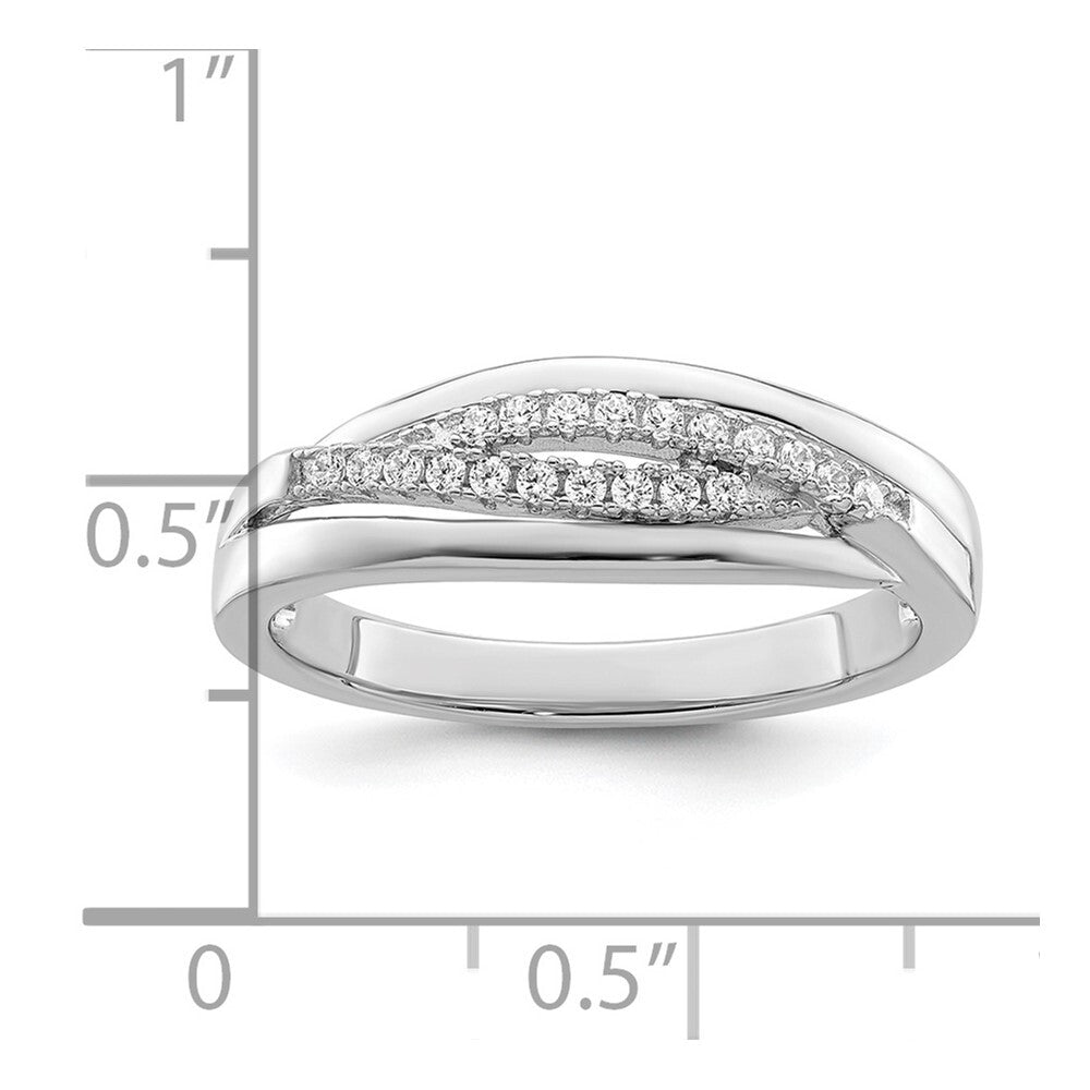 Sterling Silver Rhodium plated CZ Twisted Band Size 7