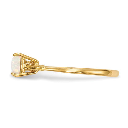 14K Yellow Gold Gold Polished Created Opal Bow Ring