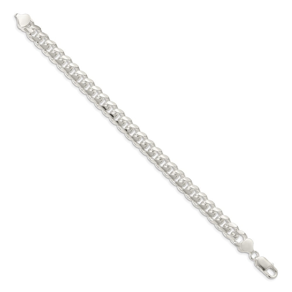 Sterling Silver 8.5mm Domed w/ Side Diamond-Cut Curb Chain Bracelet