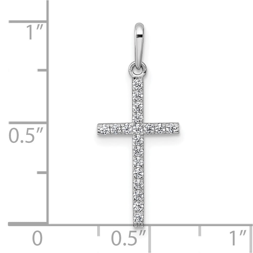 14k White Gold Polished Cubic Zirconia Cross Pendant