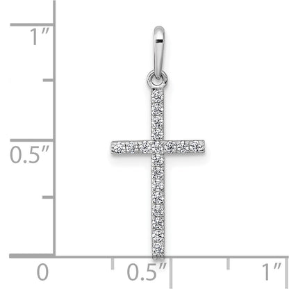 14k White Gold Polished Cubic Zirconia Cross Pendant