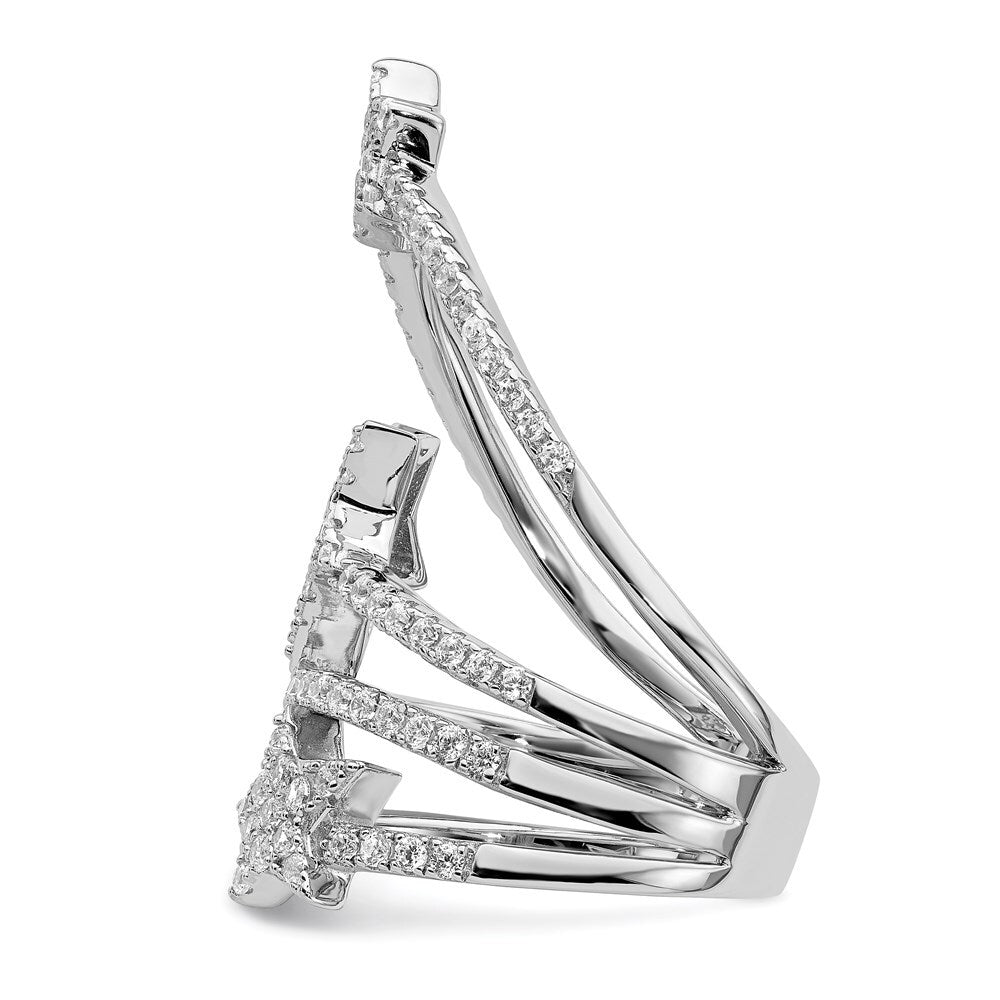 Sterling Silver Rhodium-plated Cubic Zirconia Star Ring Size 8