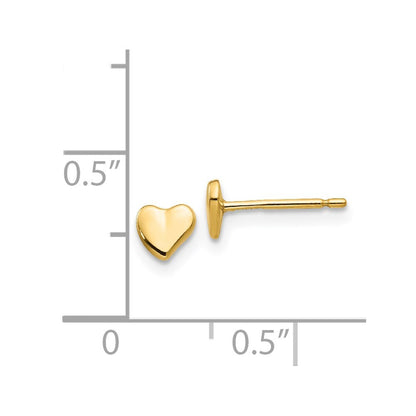 14k Yellow Gold Polished Heart Stud Earrings Gift for Women