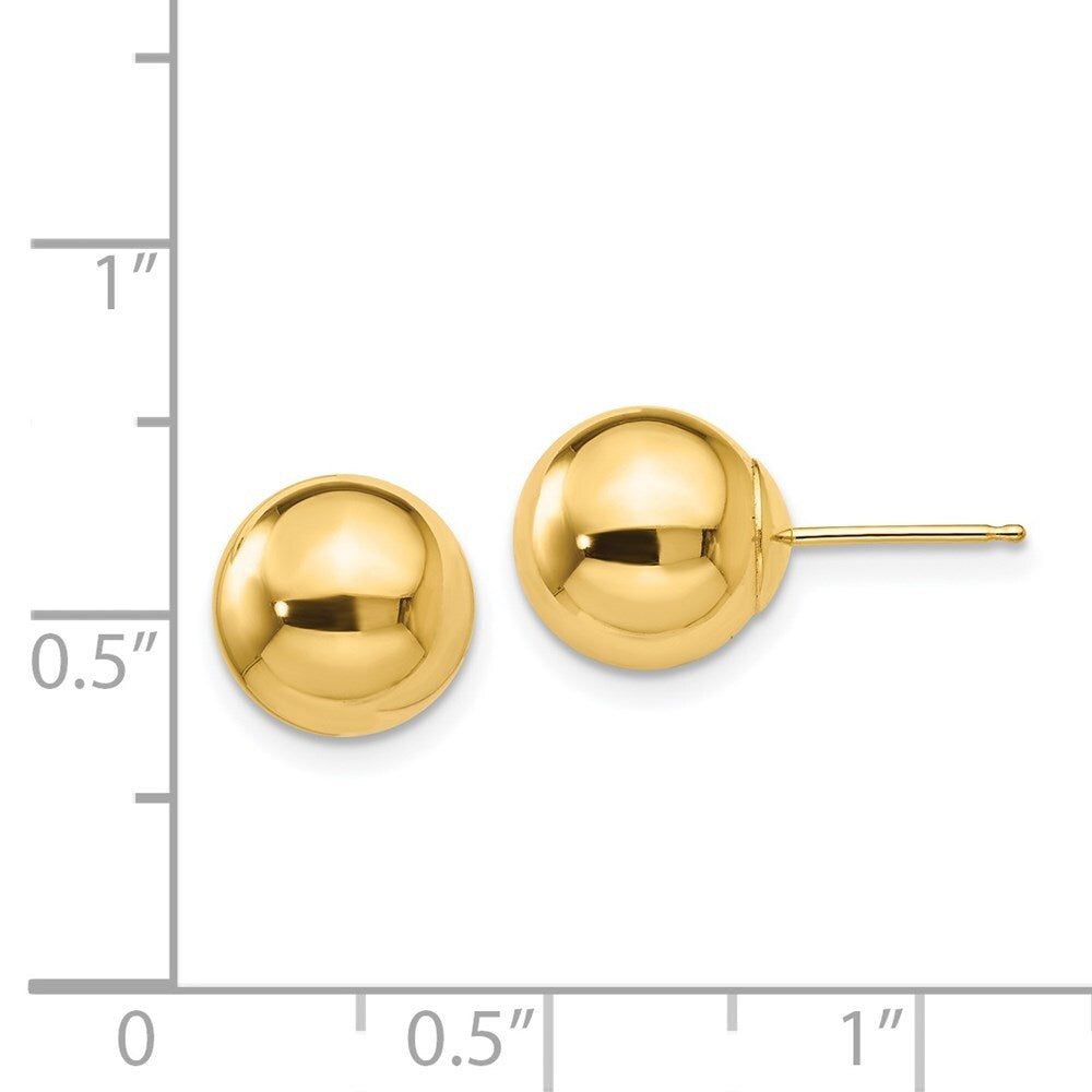 14k Yellow Gold Polished 9mm Ball Stud Earrings Gift for Women