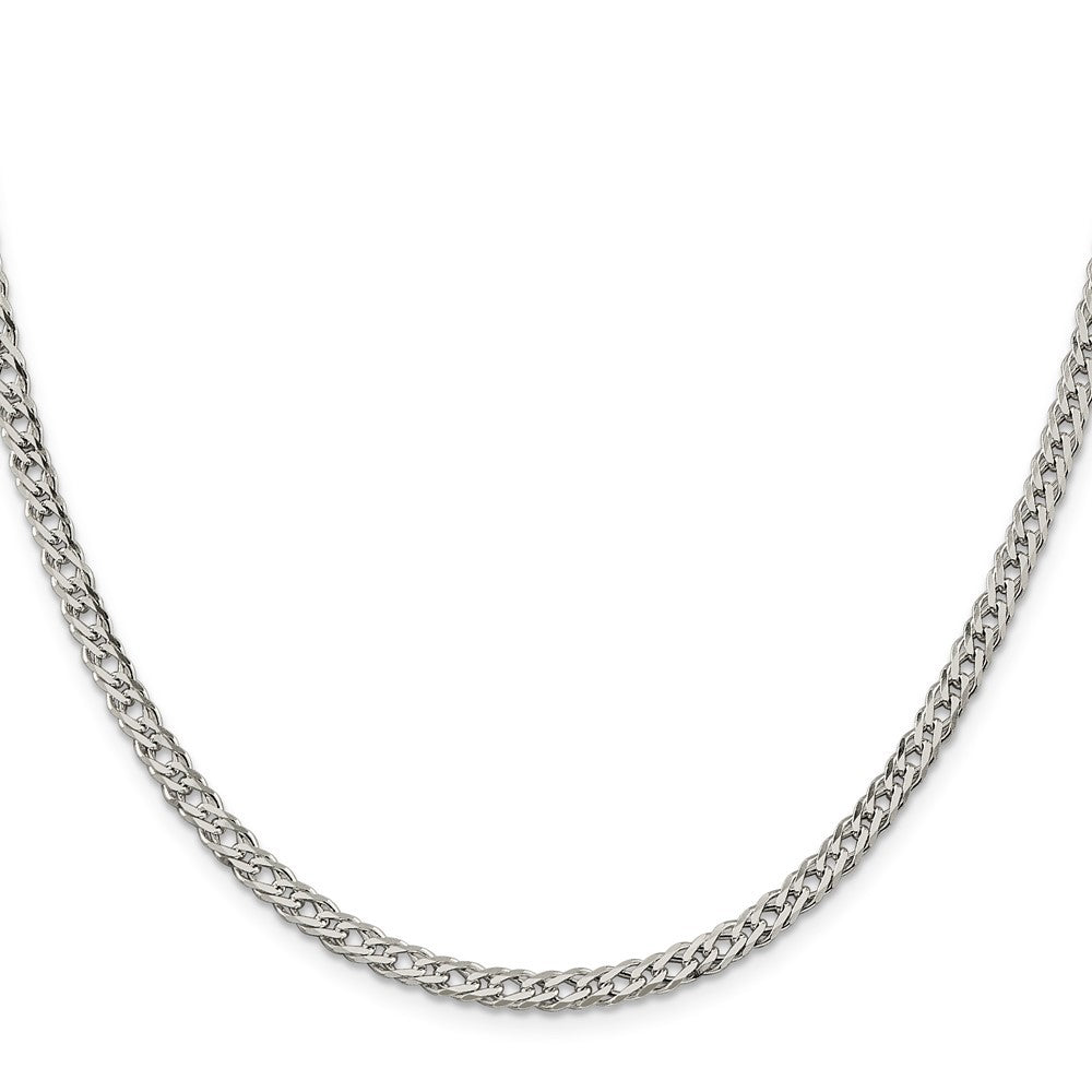 Sterling Silver 4.25mm 6 Side Diamond-Cut Flat Double Curb Chain Necklace