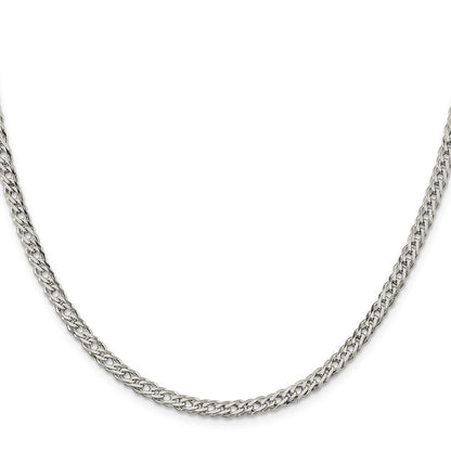 Sterling Silver 4.25mm 6 Side Diamond-Cut Flat Double Curb Chain Necklace