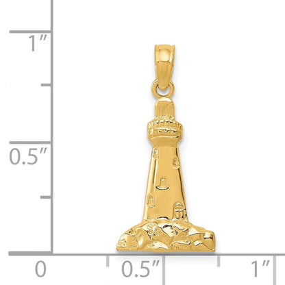 14k Yellow Gold CAPE MAY Lighthouse Charm Pendant for Women