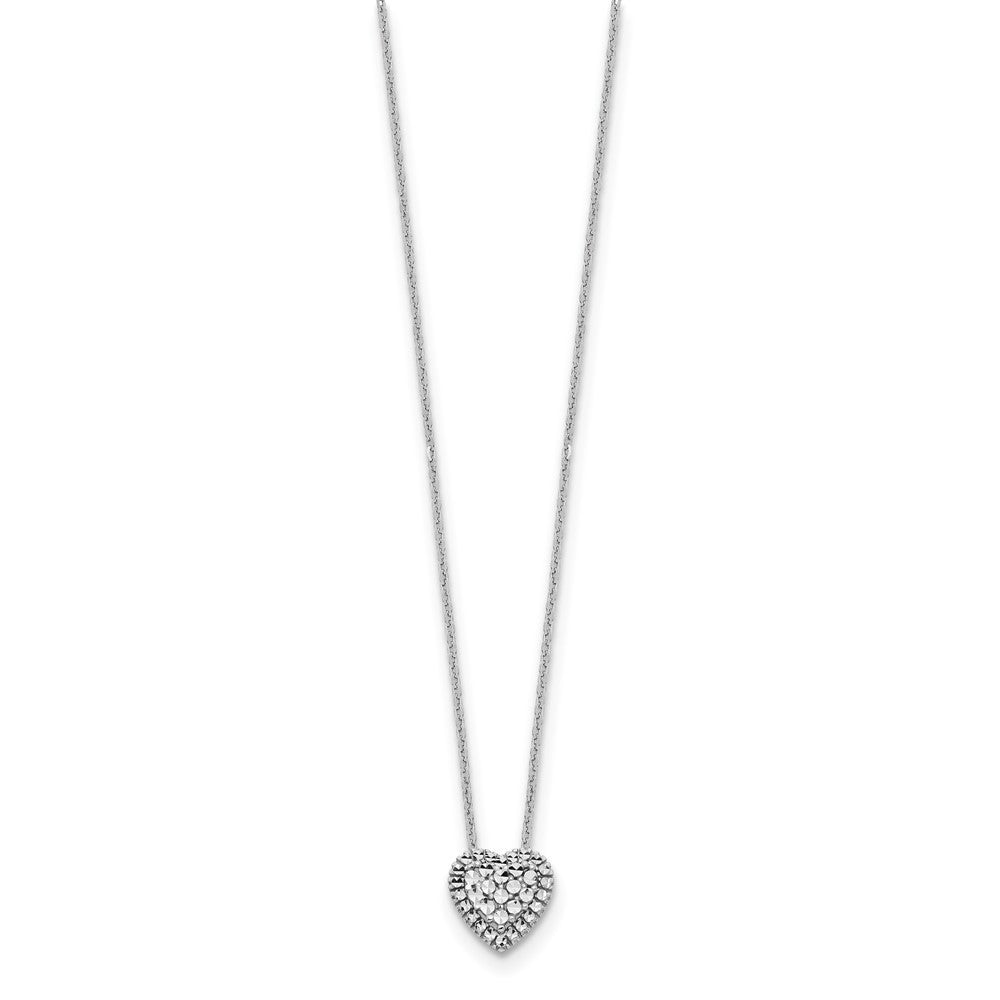 14k White Gold Diamond-cut Heart Slide Necklace