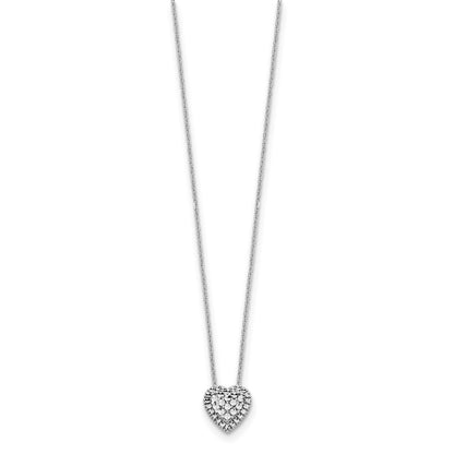 14k White Gold Diamond-cut Heart Slide Necklace