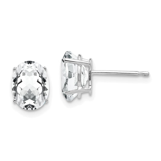 14k White Gold 8x6mm Oval Cubic Zirconia Earrings