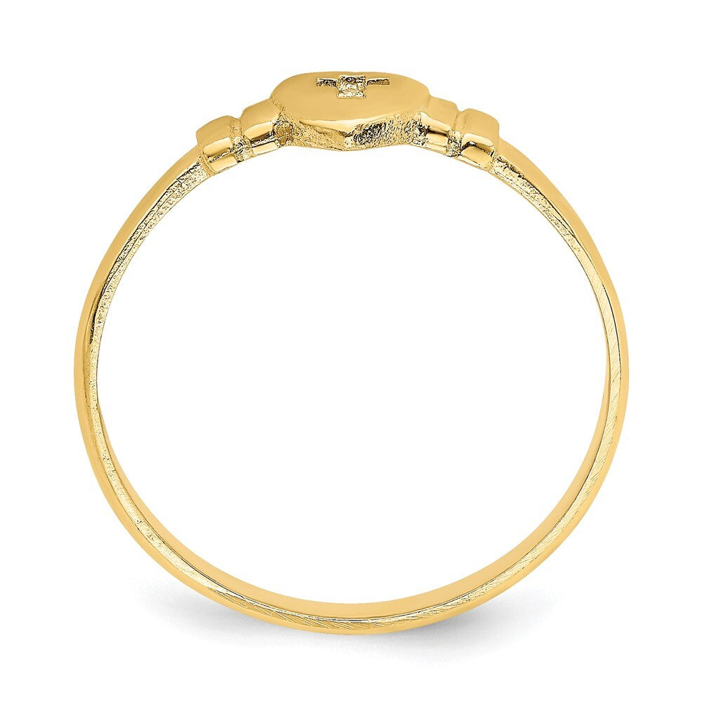 14K Yellow Gold Heart w/Cut-Out Cross Ring